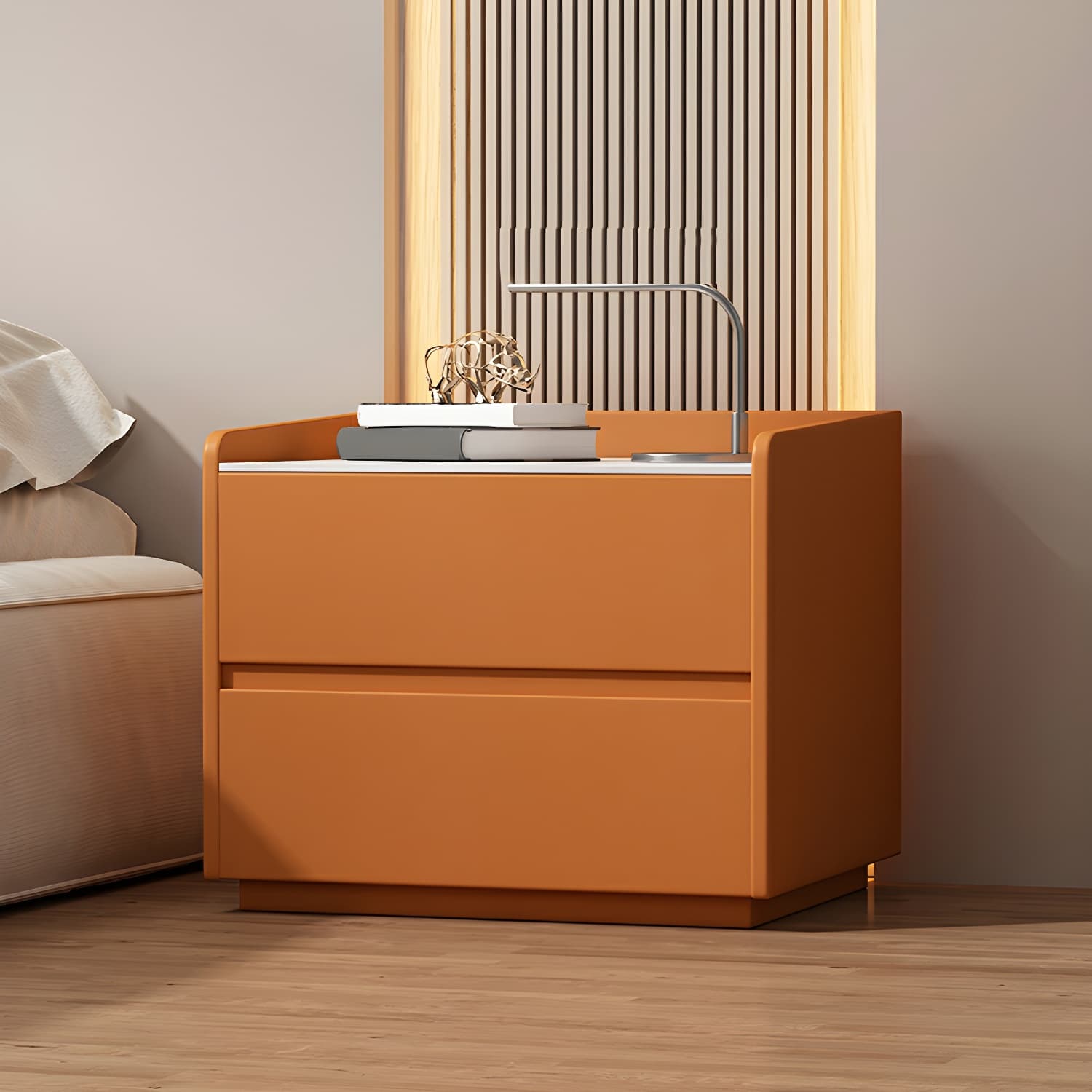 White Slate Countertop Nightstands Increase The Surrounding Height to Prevent Falling thumbnail 9