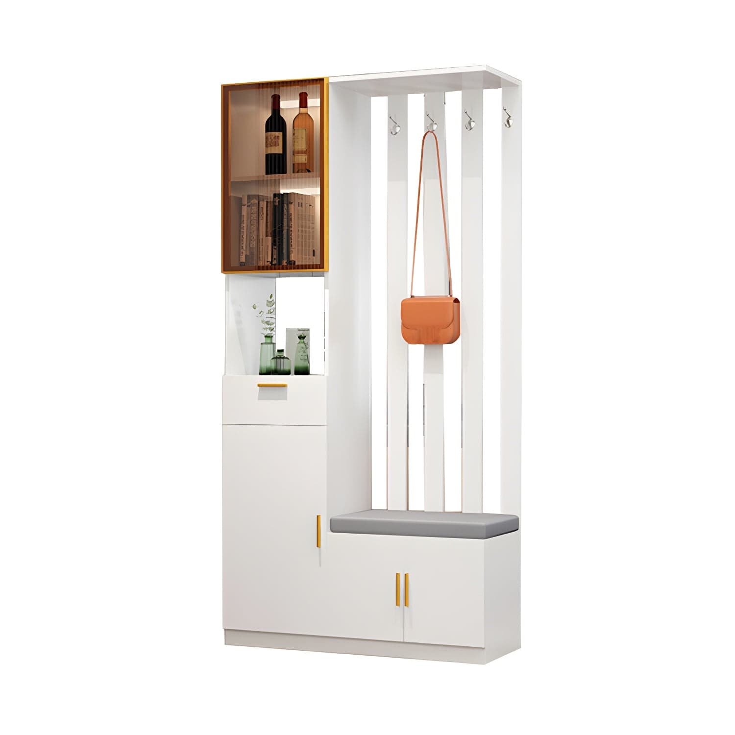 Contemporary 3-door Wooden 11.81" Wide Accent Cabinet with Drawer thumbnail 11
