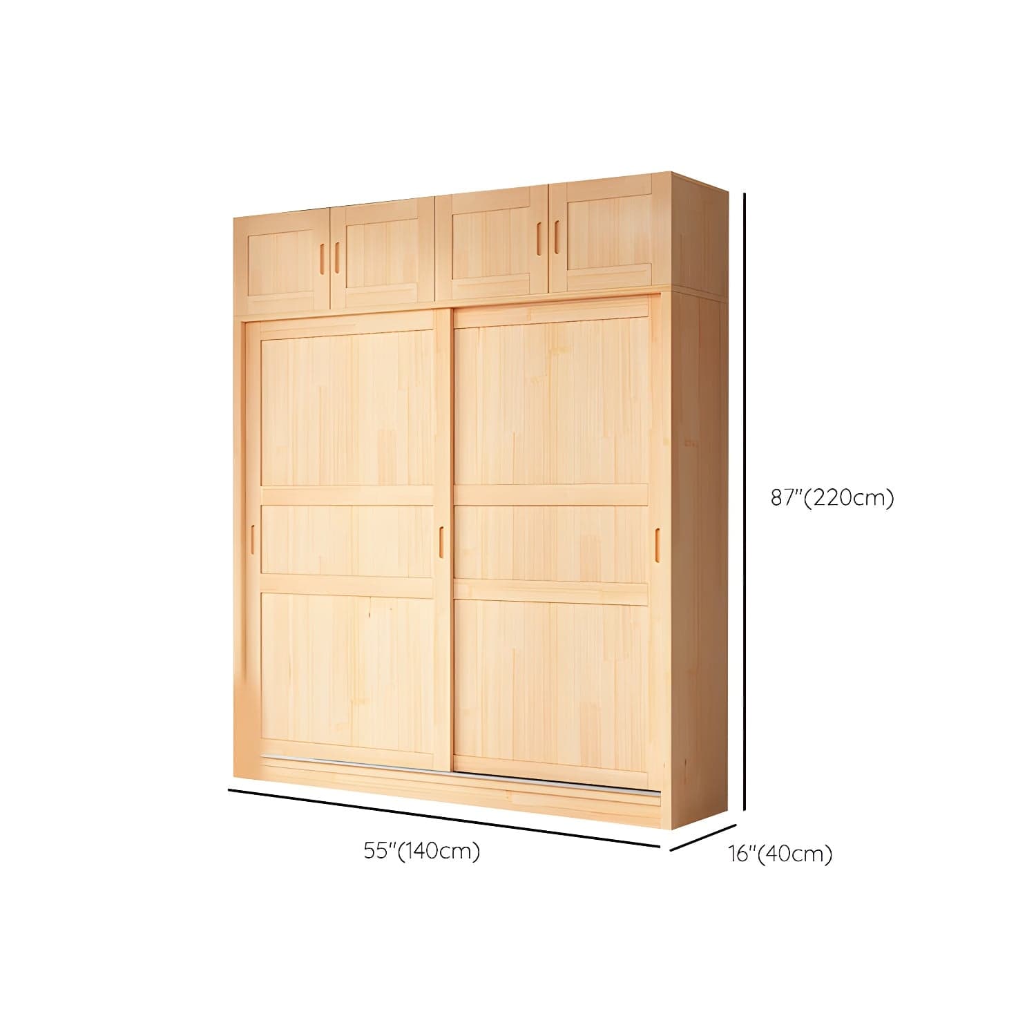 Natural Pine Solid Wood Wardrobe Freestanding Wardrobe with Sliding Doors - image 19