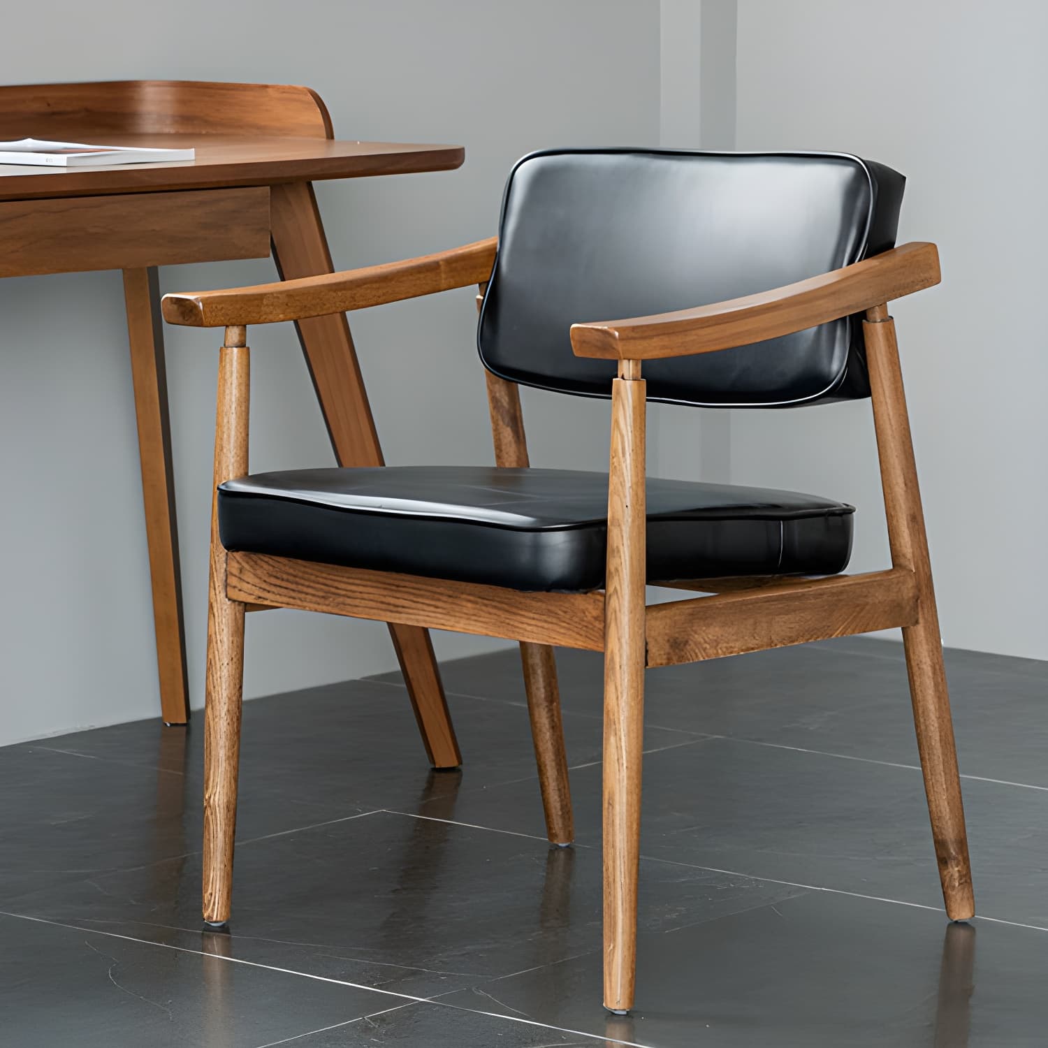 Traditional Style Dining Chairs Kitchen Arm Side Chairs with Wooden Legs thumbnail 8