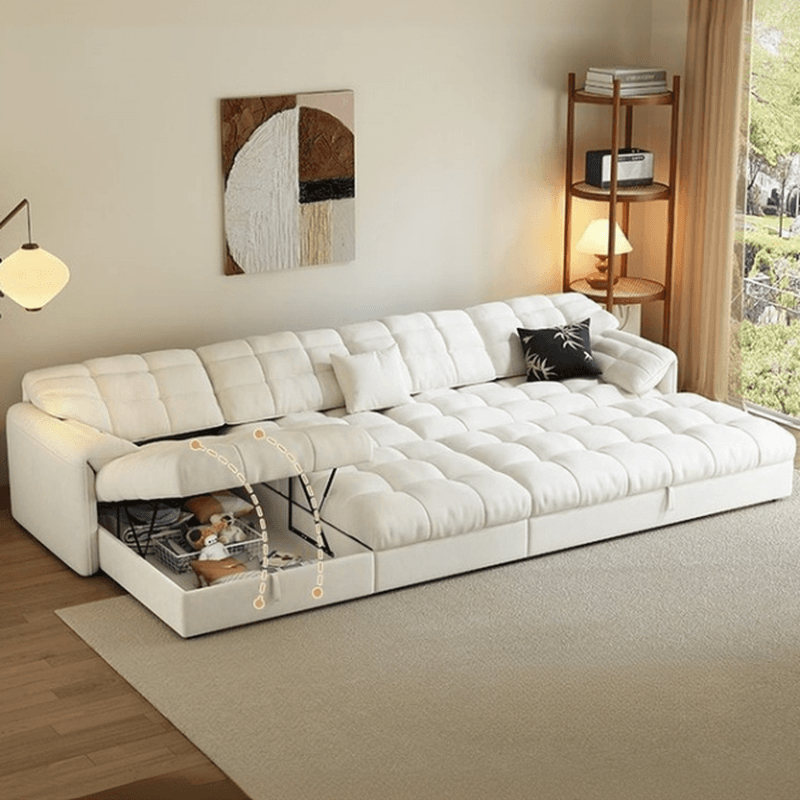 L-Shape/Straight White Sofa/Sofa Recliner with Under-seat Storage and Left/Horizontal Orientation thumbnail 3