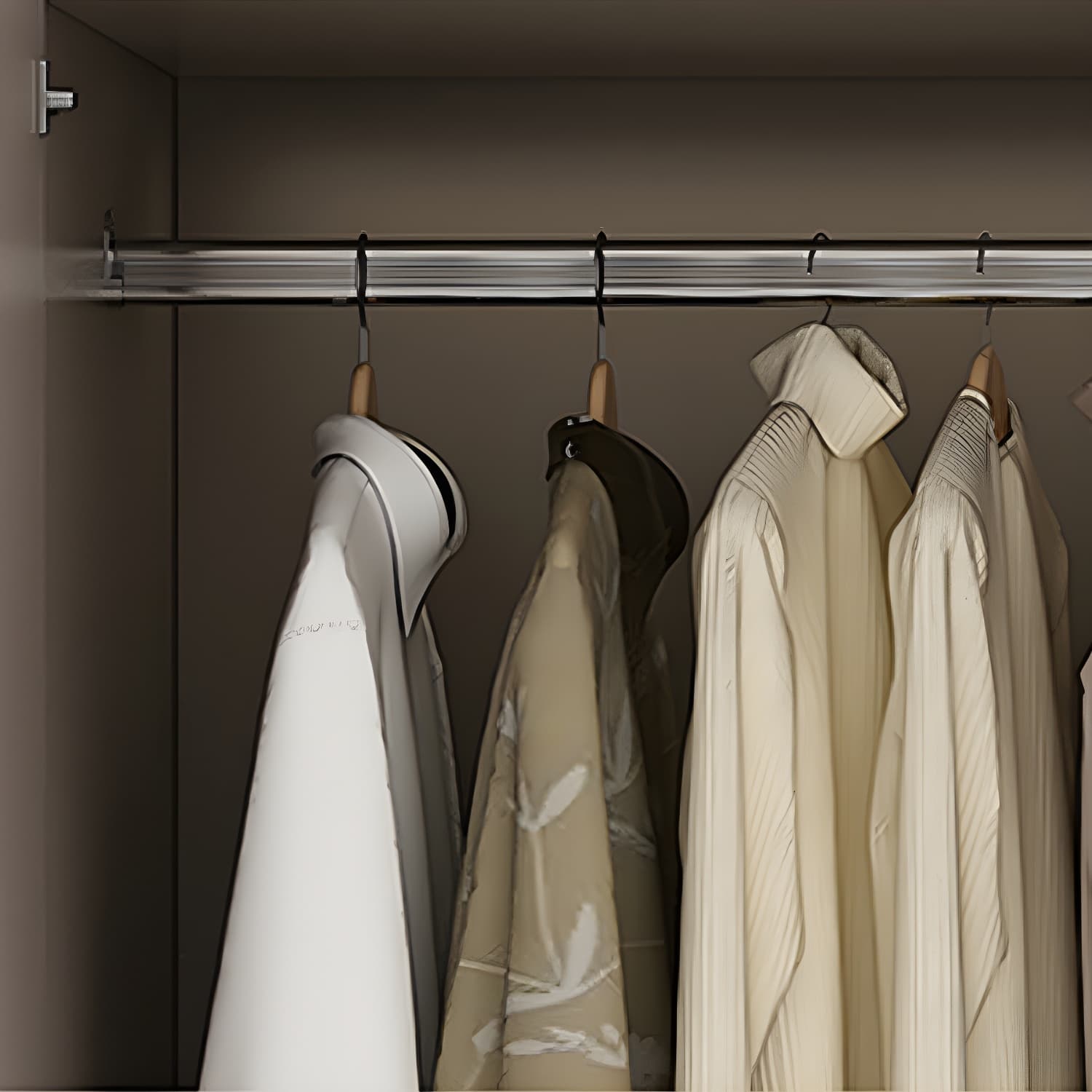 Modern Grey Wardrobe Armoire with Clothing Rod & Adjustable Shelves thumbnail 4
