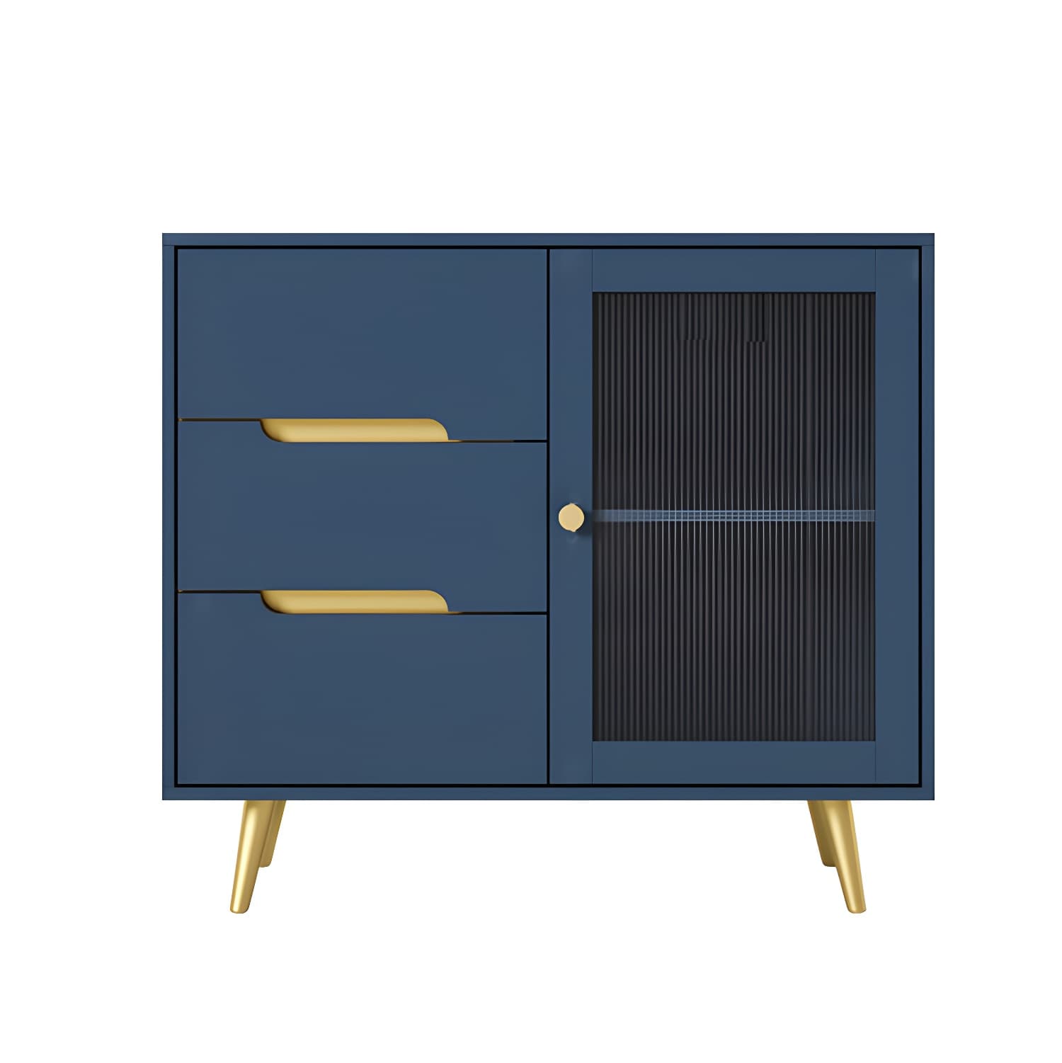3-Drawer Engineered Wood Sideboard Modern Glass Doors Cabinets Credenza for Living Room thumbnail 10