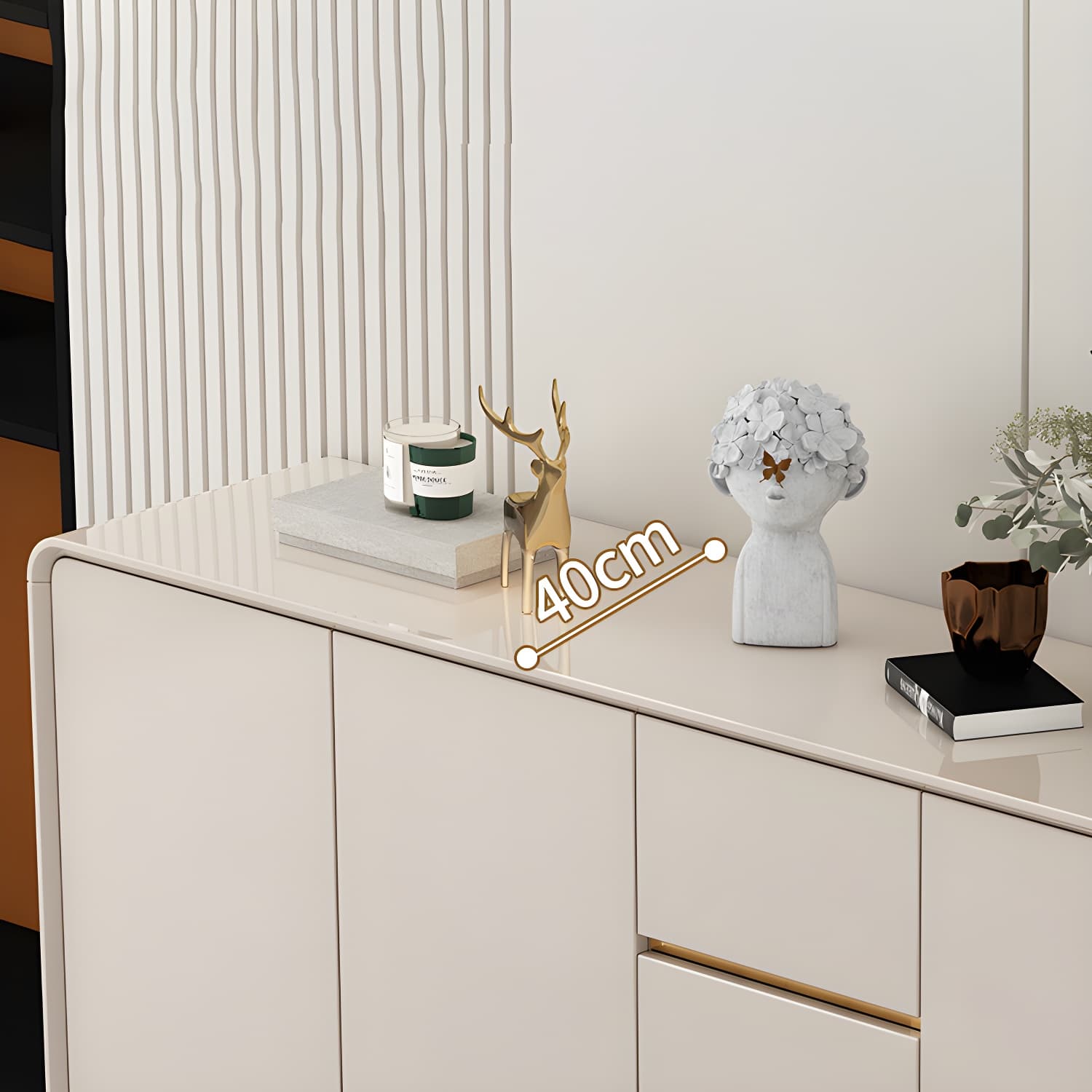 White Glam Sideboard Credenza with Adjustable Shelving and 3 Drawers thumbnail 6