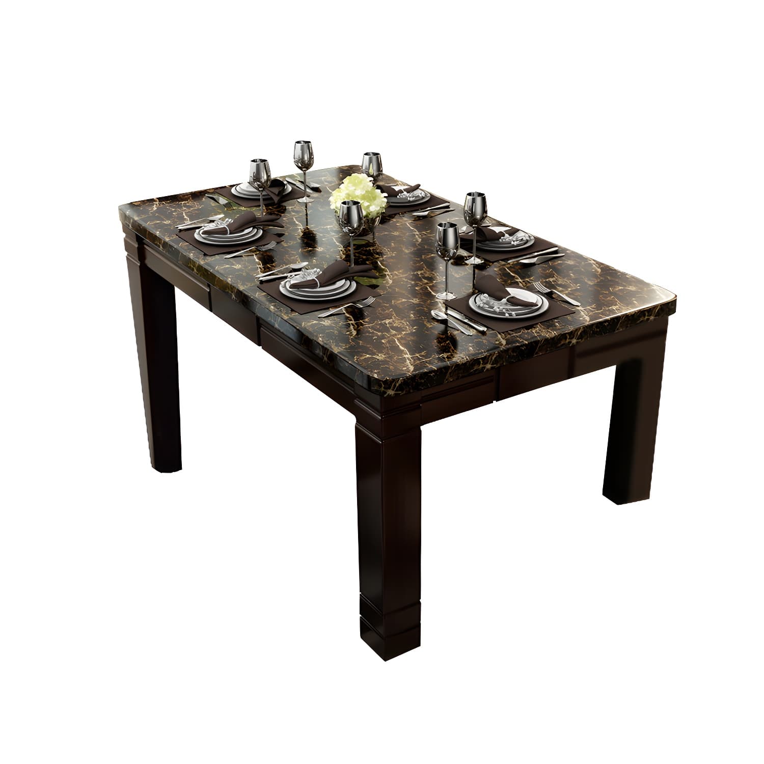 7 Piece Contemporary Rectangle Shape Dining Table Set with Chair thumbnail 6