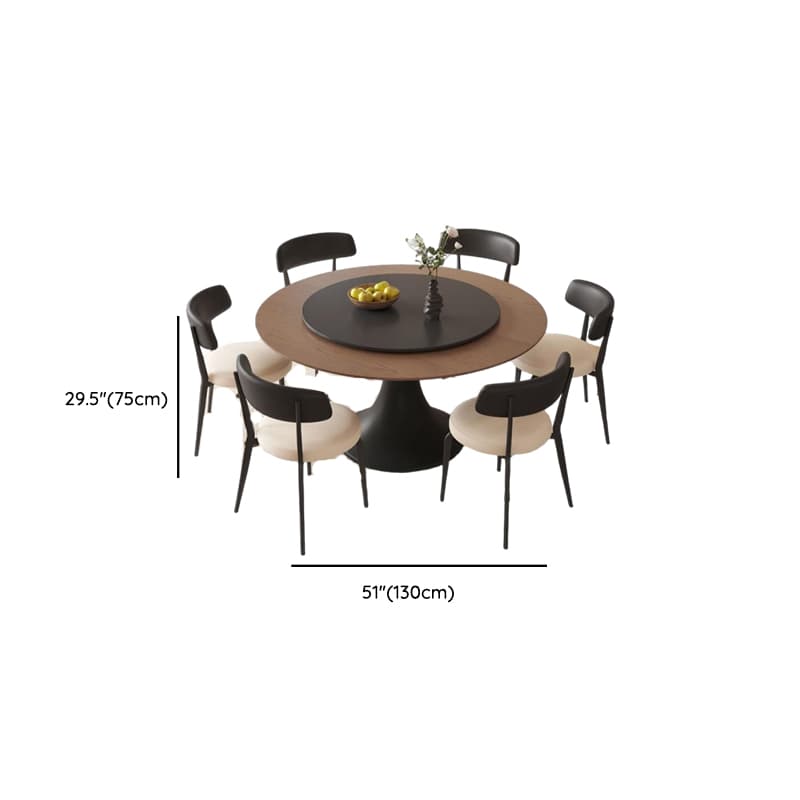 Circular Slate Dining Table Set with Stump Base, Back Seats for 6 or 4, in Espresso thumbnail 12