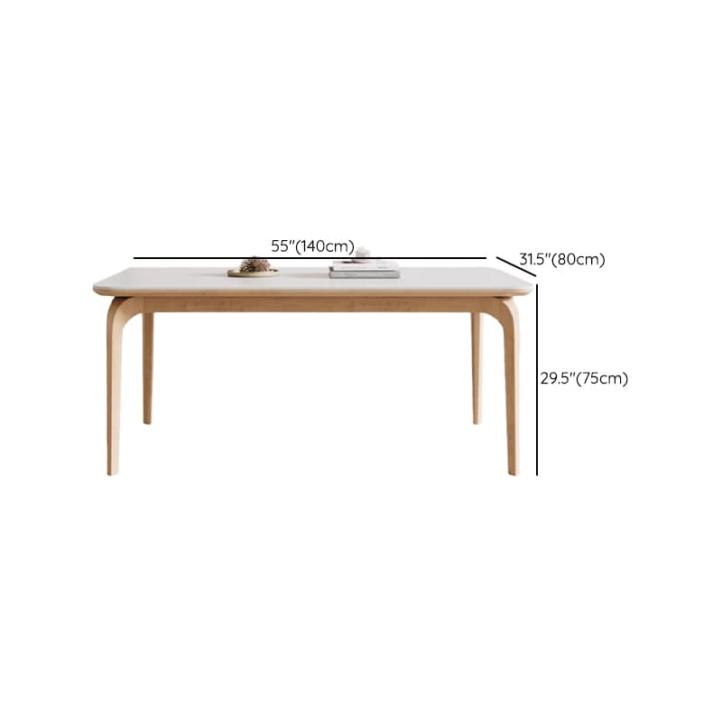 Dining Table Set with Slate Stone Fixed Table, Padded Chair Back for 6 People in White thumbnail 8