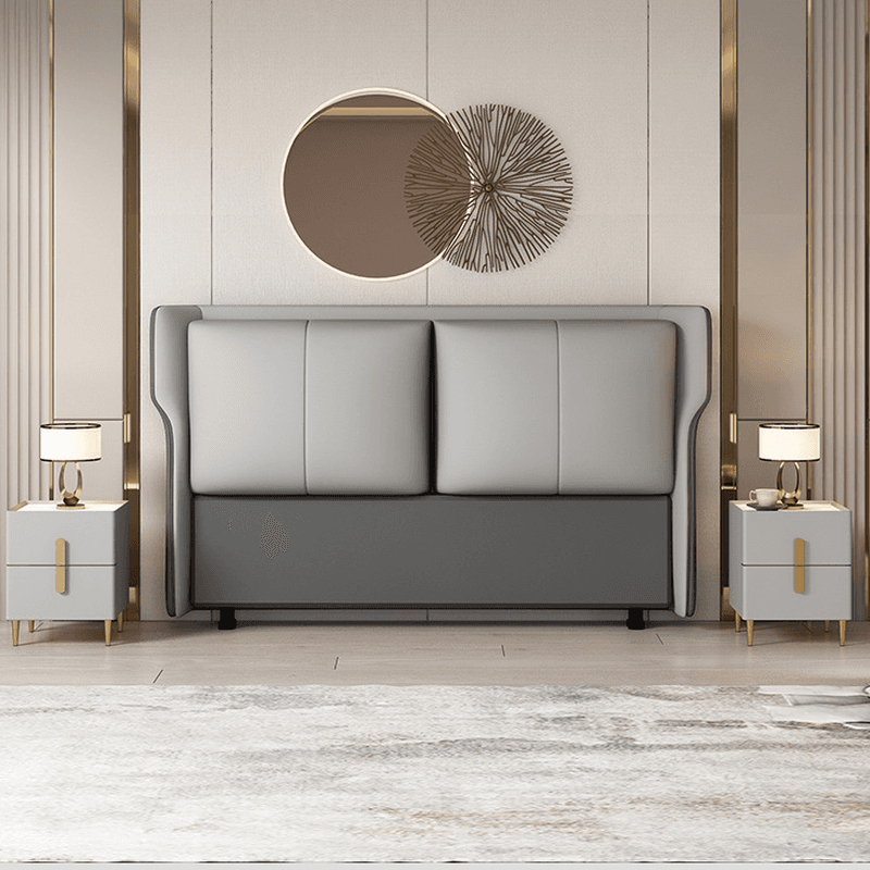 Standard（36-55“） Free-standing Standard Full(54"W x 75"L)/Twin(38"W x 75"L) No Distressing Rectangular Wingback Headboard with Sponge Filing and Wood/ Upholstery Frame thumbnail 7