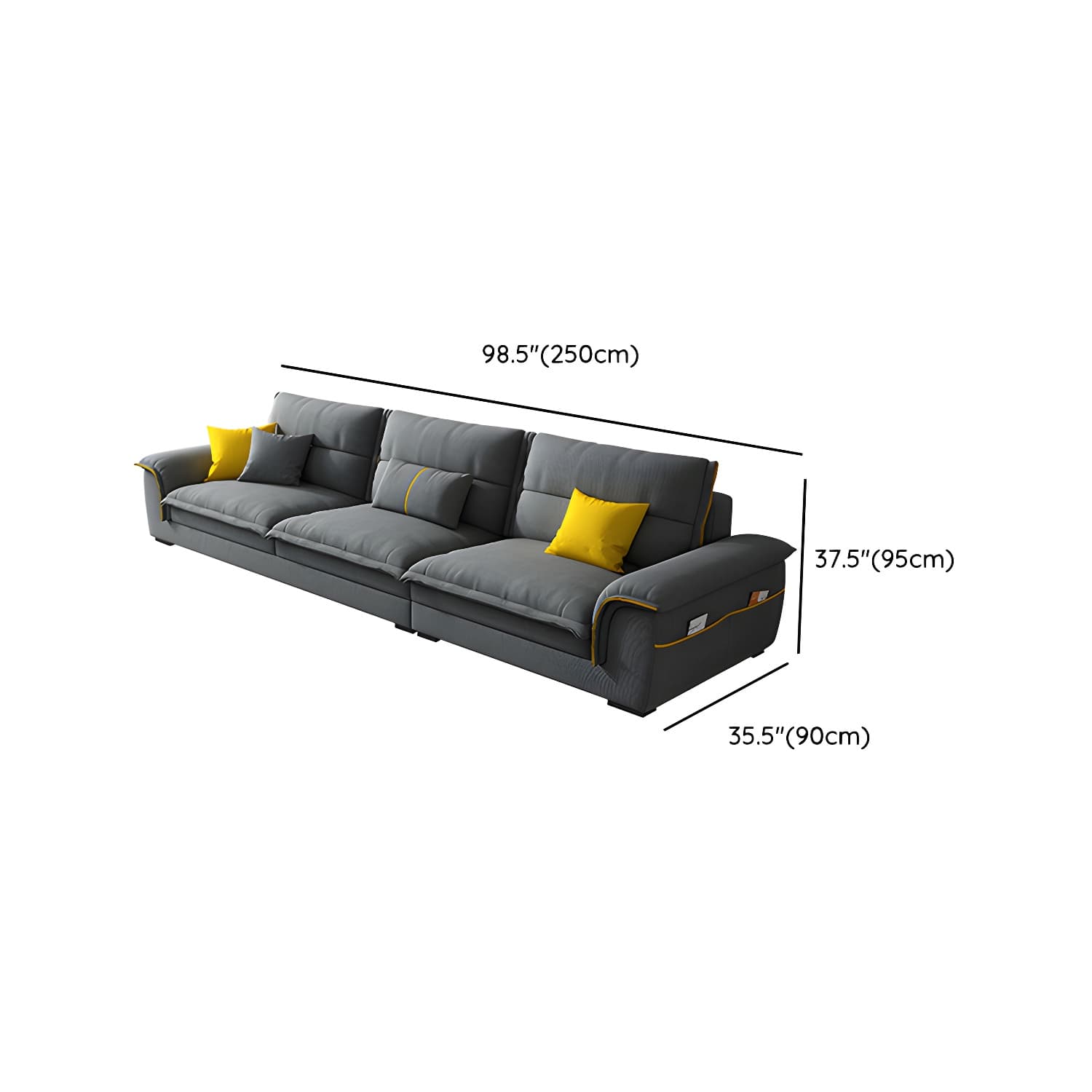 Modern Gray Cotton and Linen Sectional Sofa with Wood Frame and Storage Included thumbnail 17