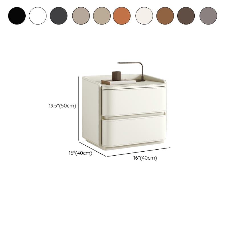 Modish Nightstand With Drawer Organization Featuring 2 Drawers and Pleather Countertop thumbnail 15