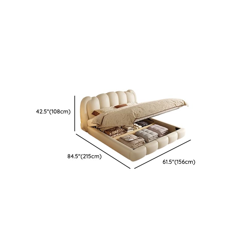 Solid Color Storage Included Panel Bed with 3 Storage Boxes, Panel Headboard, and Sponge Upholstery for Bedroom thumbnail 9