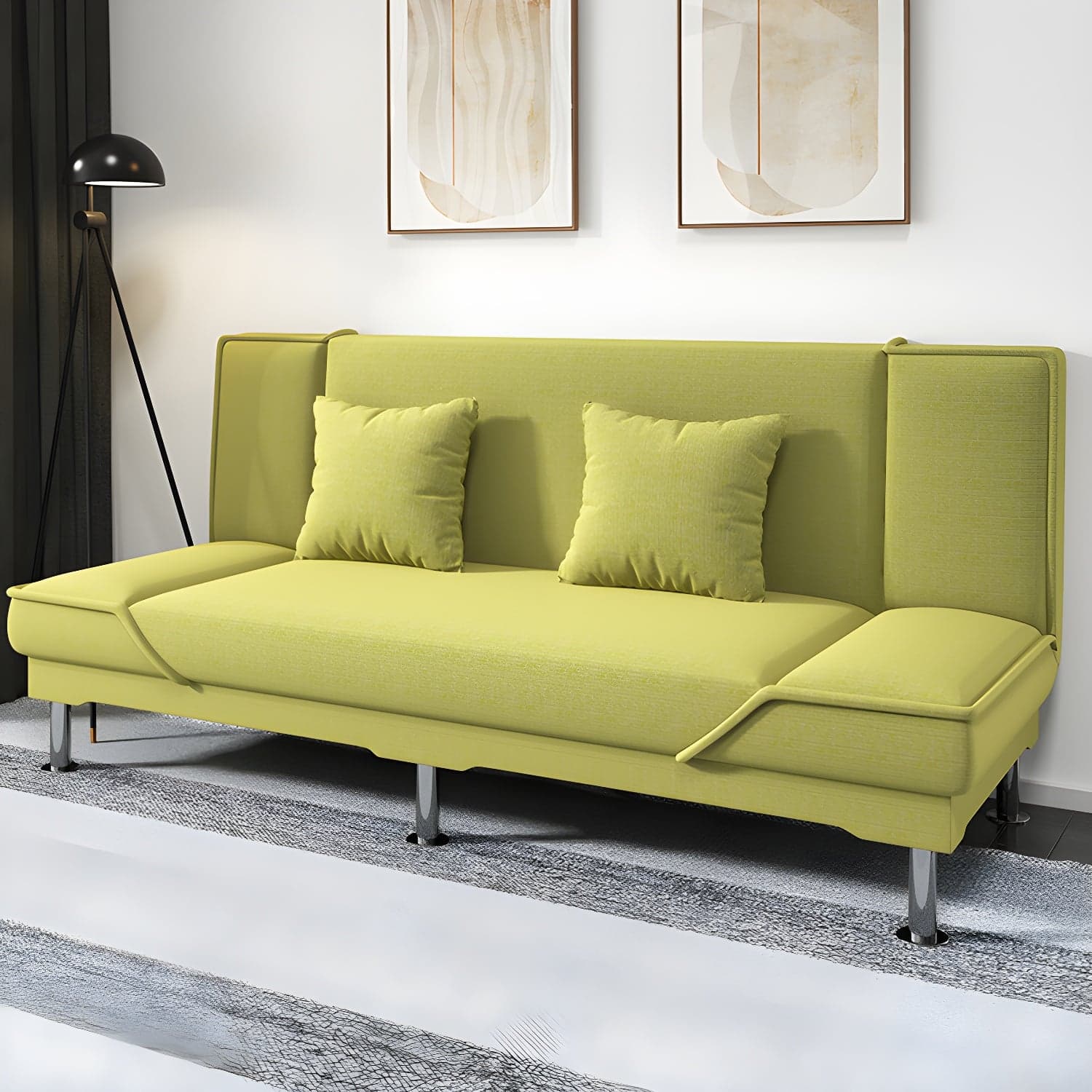 Contemporary Armless Convertible Sofa Linen Foldable Sofa for Apartment thumbnail 7