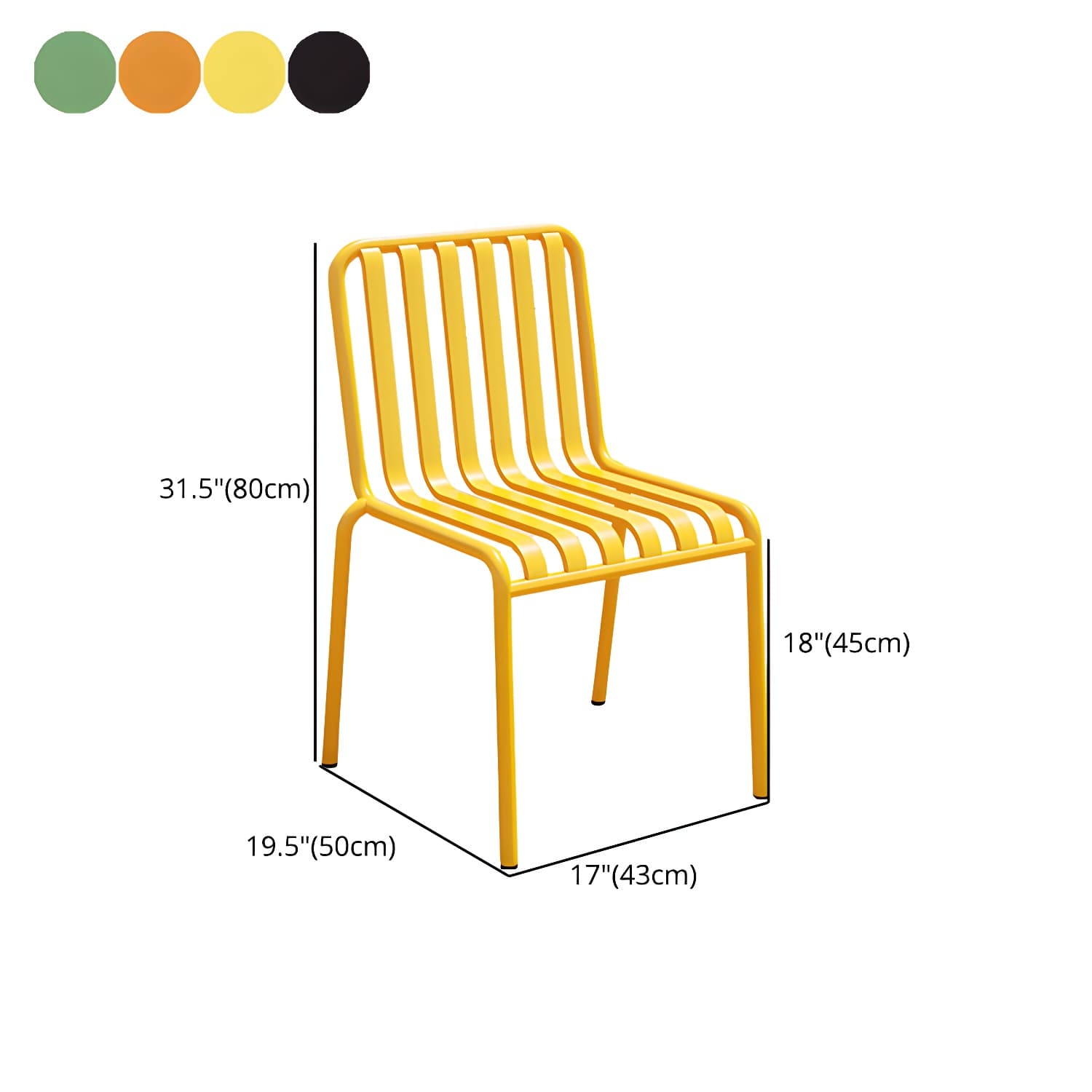 Contemporary Metal Patio Dining Side Chair Slat Back Side Chair thumbnail 17