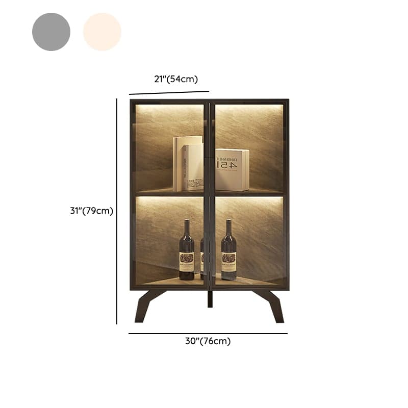 Modern Corner Glass Door Accent Cabinet with Black Metal Base thumbnail 14