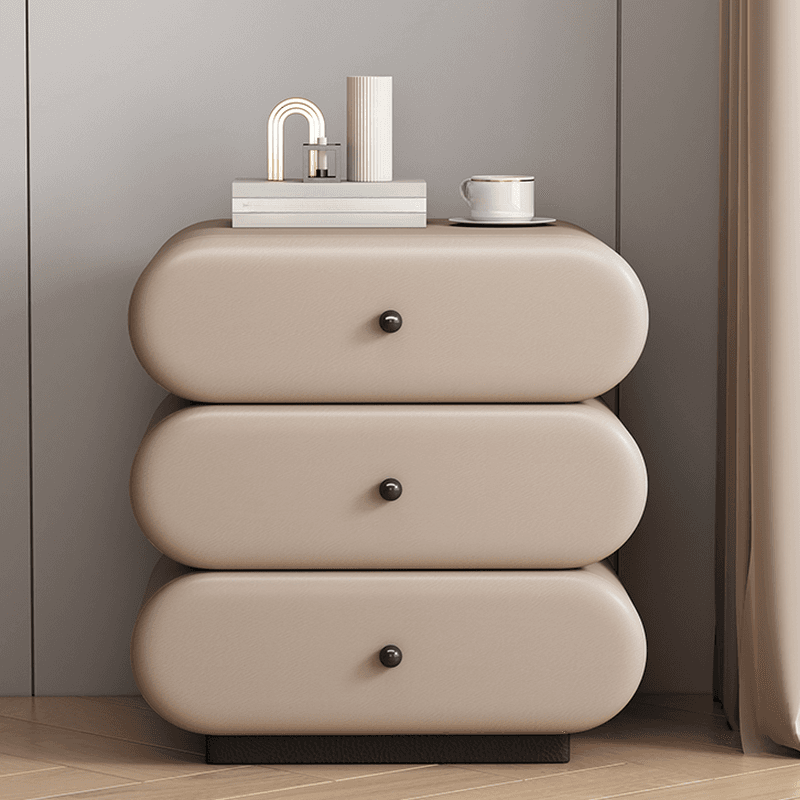 Old School 3-Tier Pleather Countertop Drawer Storage Nightstand thumbnail 8