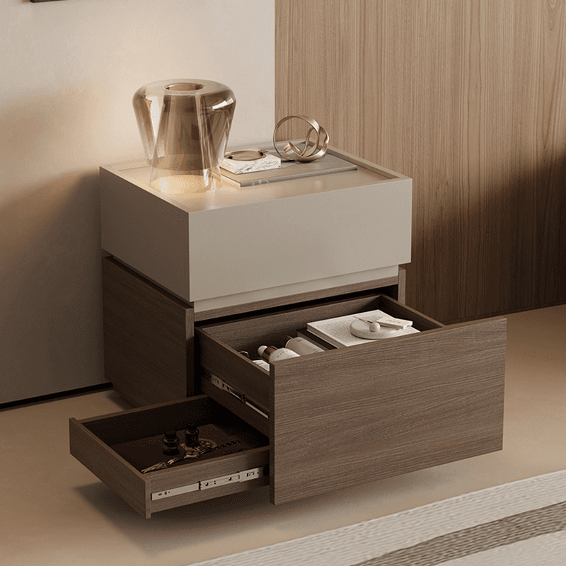 Organic Modern Nightstand With Drawer Organization and 3 Drawers in Real Wood thumbnail 8