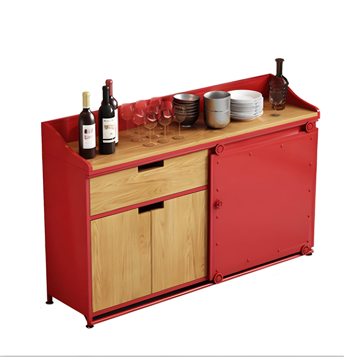Modern Style Side Board Metal Sideboard with Sliding Door for Kitchen - image 3