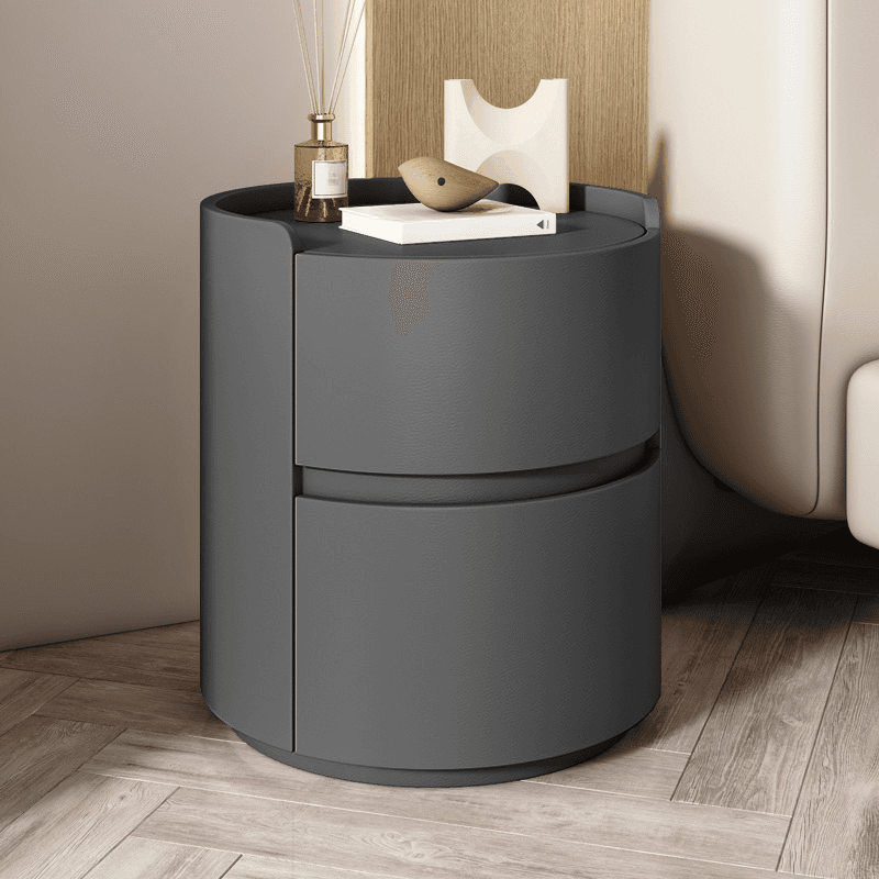 Modern Simple Style Vinyl Leather Nightstand With Drawer Storage, 2 Drawers thumbnail 21
