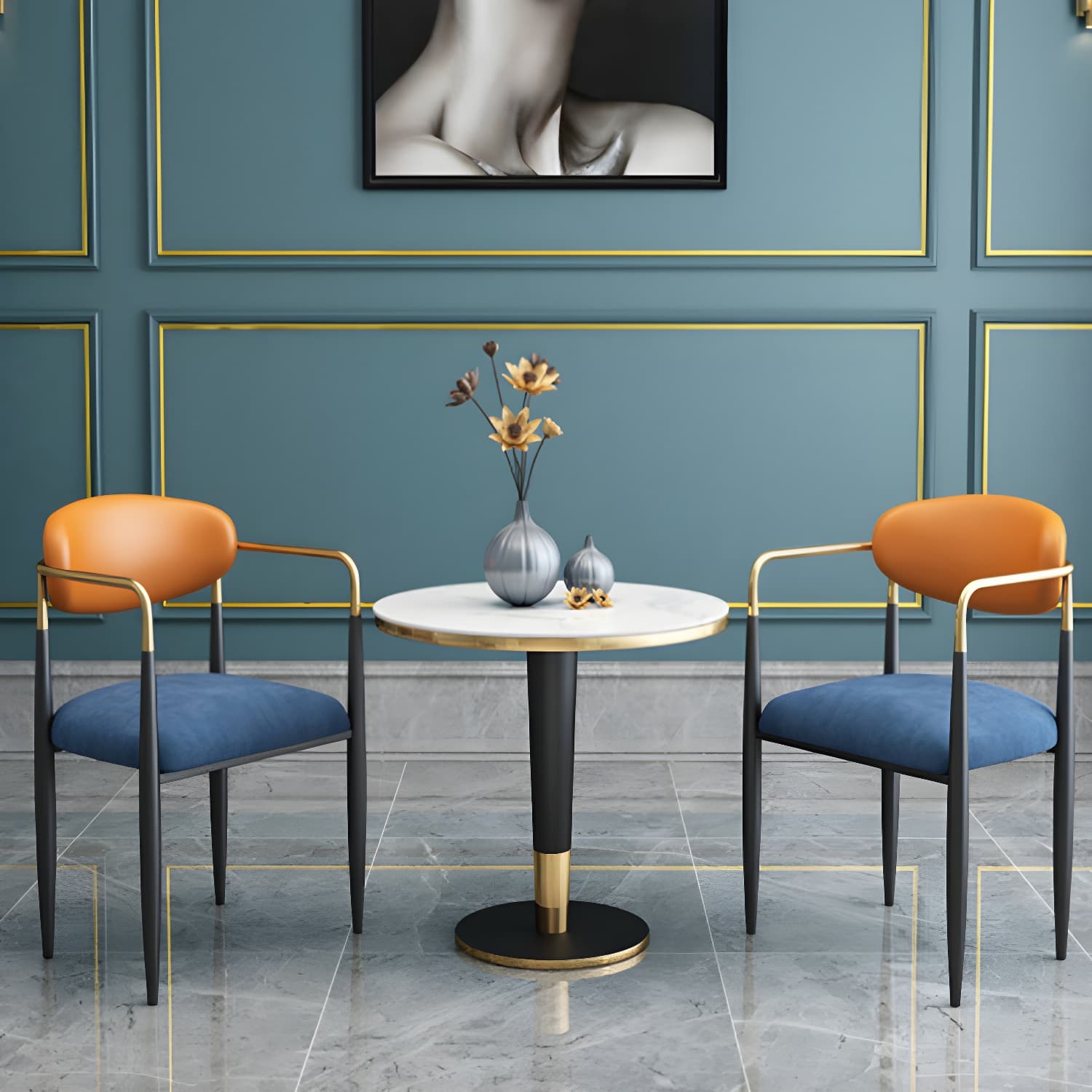 Upholstered Dining Chair Glam Style Open Back Dining Armchair for Indoor thumbnail 14