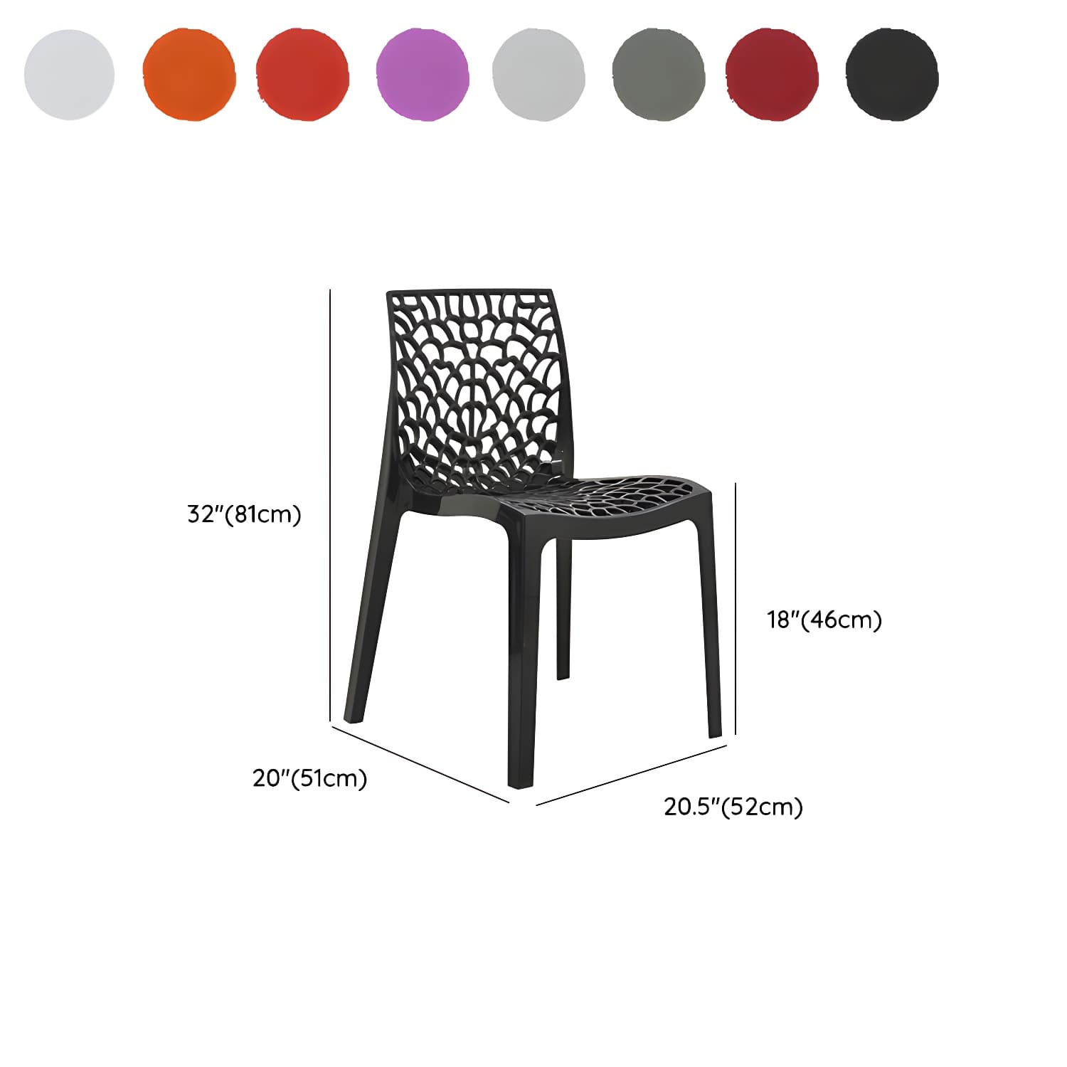 Scandinavian Style Plastic Side Chair with Armless Design Suitable for Kitchen & Dining thumbnail 15
