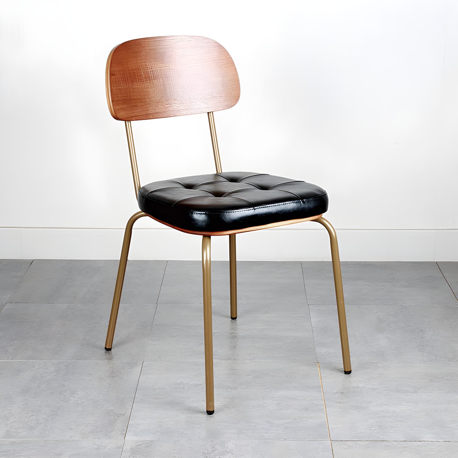 Industrial Style Leather Dining Side Chair Dining Room Open Back Side Chair Set thumbnail 6