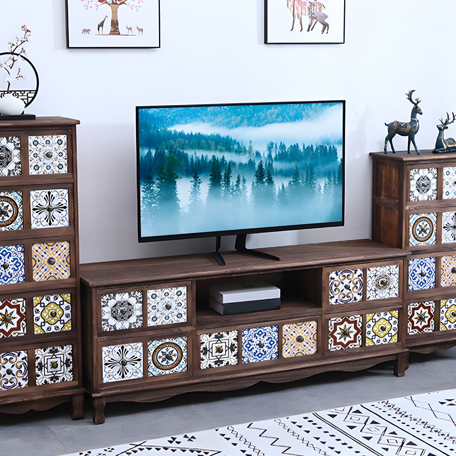 Mid-century Modern 22.83"H Solid Wood TV Media Console with Drawers thumbnail 16
