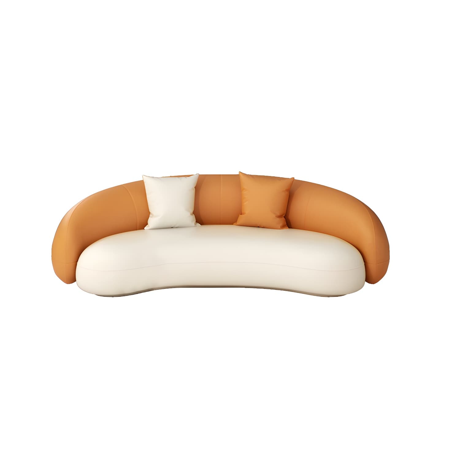 Beige Scandinavian Curved Sofa Tight Back Couch with Tuxedo Arm thumbnail 9