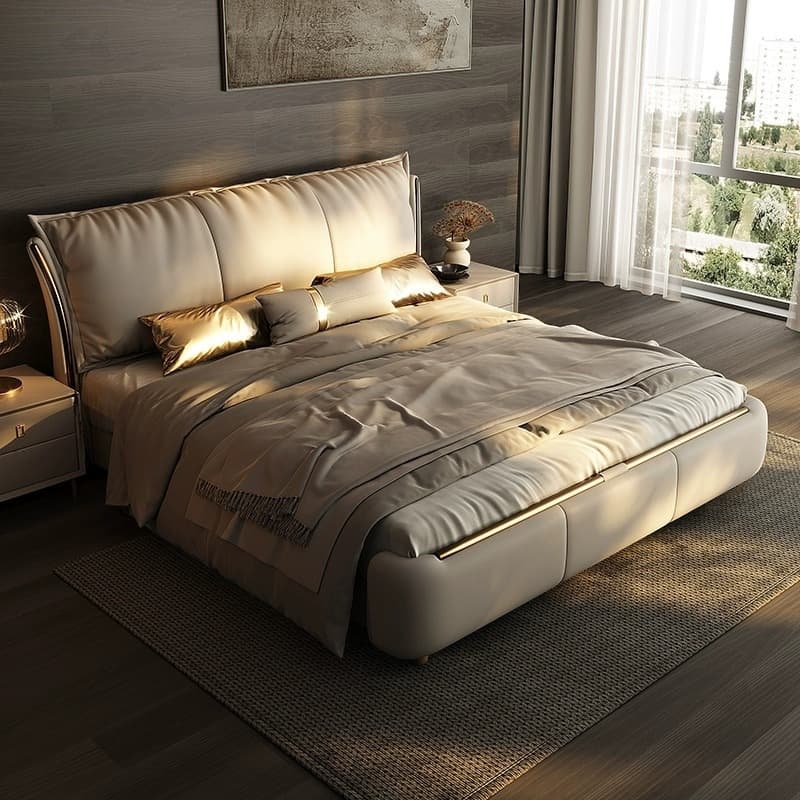 Light Gray Luxurious Solid Color Storage Bed/Platform Bed with Pine Wood Frame for Living Room thumbnail 3