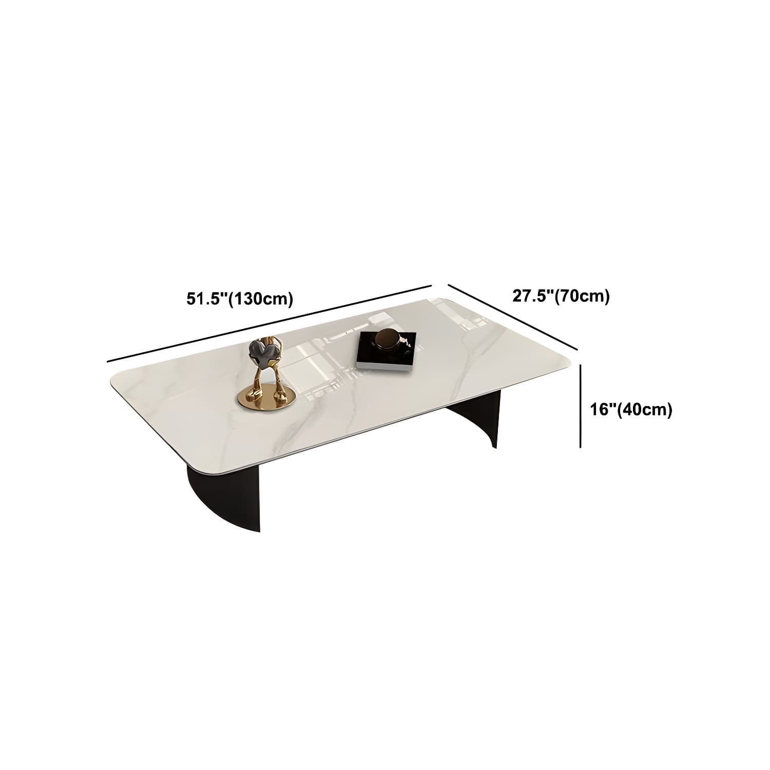Glam 15.7" H Rectangle Slate Coffee Table Steel 2 Legs Cocktail Table thumbnail 16