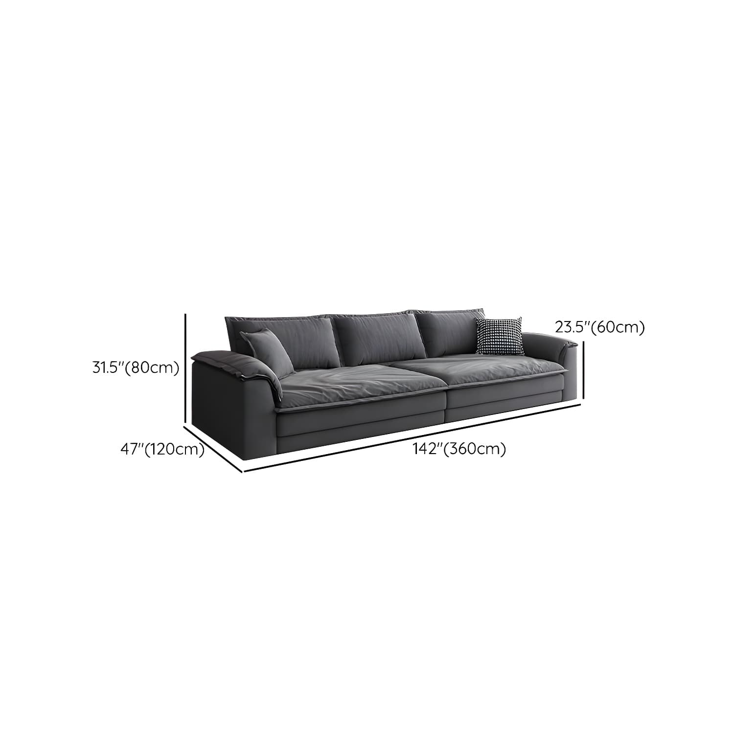 47" Deep Frosted Velvet Wood Gray Non-resistance Sectional Sofa - image 11