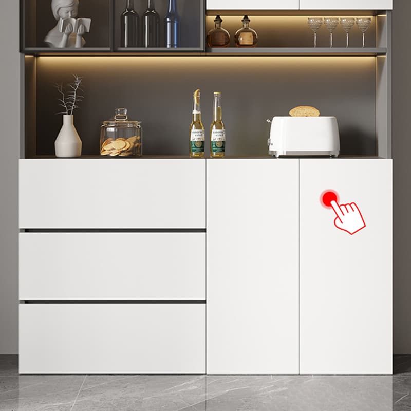 White Modern Buffet Cabinet with Cabinets and Shelves, Full Assembly Needed thumbnail 8