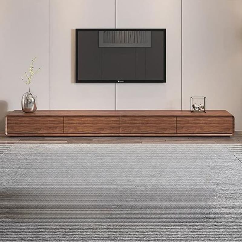 Contemporary Oblong Wood TV Stand Console with Storage Drawers thumbnail 10