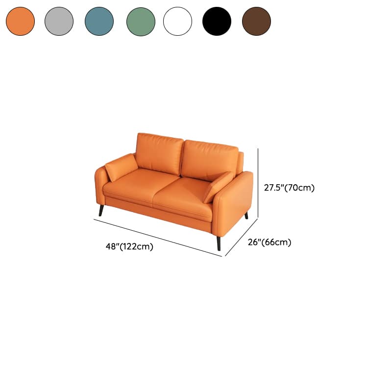 Contemporary Scratch-immune Solid Color Cerulean/Olive Green/Amber Color Loveseat for Seats 2 with Pillow Back and Square Arm thumbnail 18