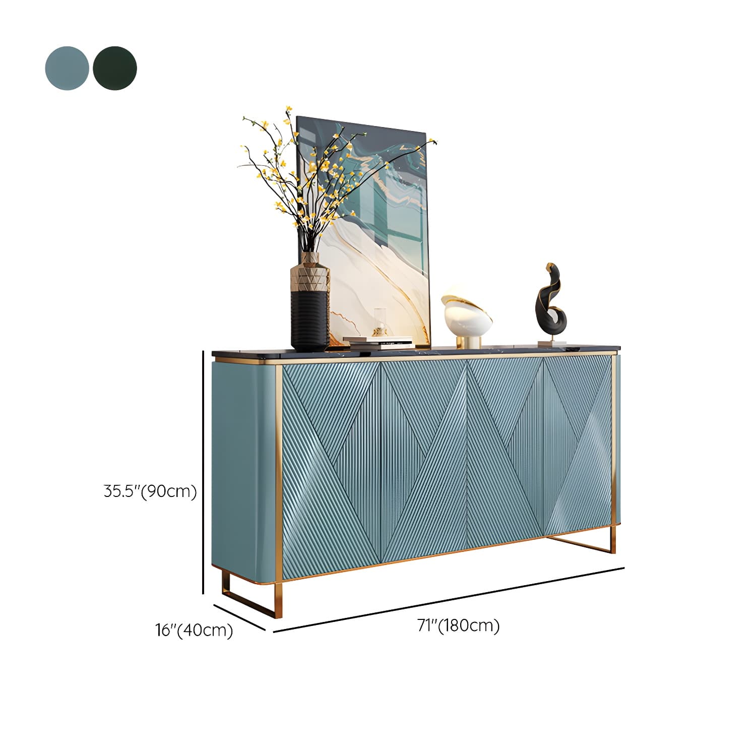 Modern & Contemporary Side Board Stone Credenza with Cabinets thumbnail 16
