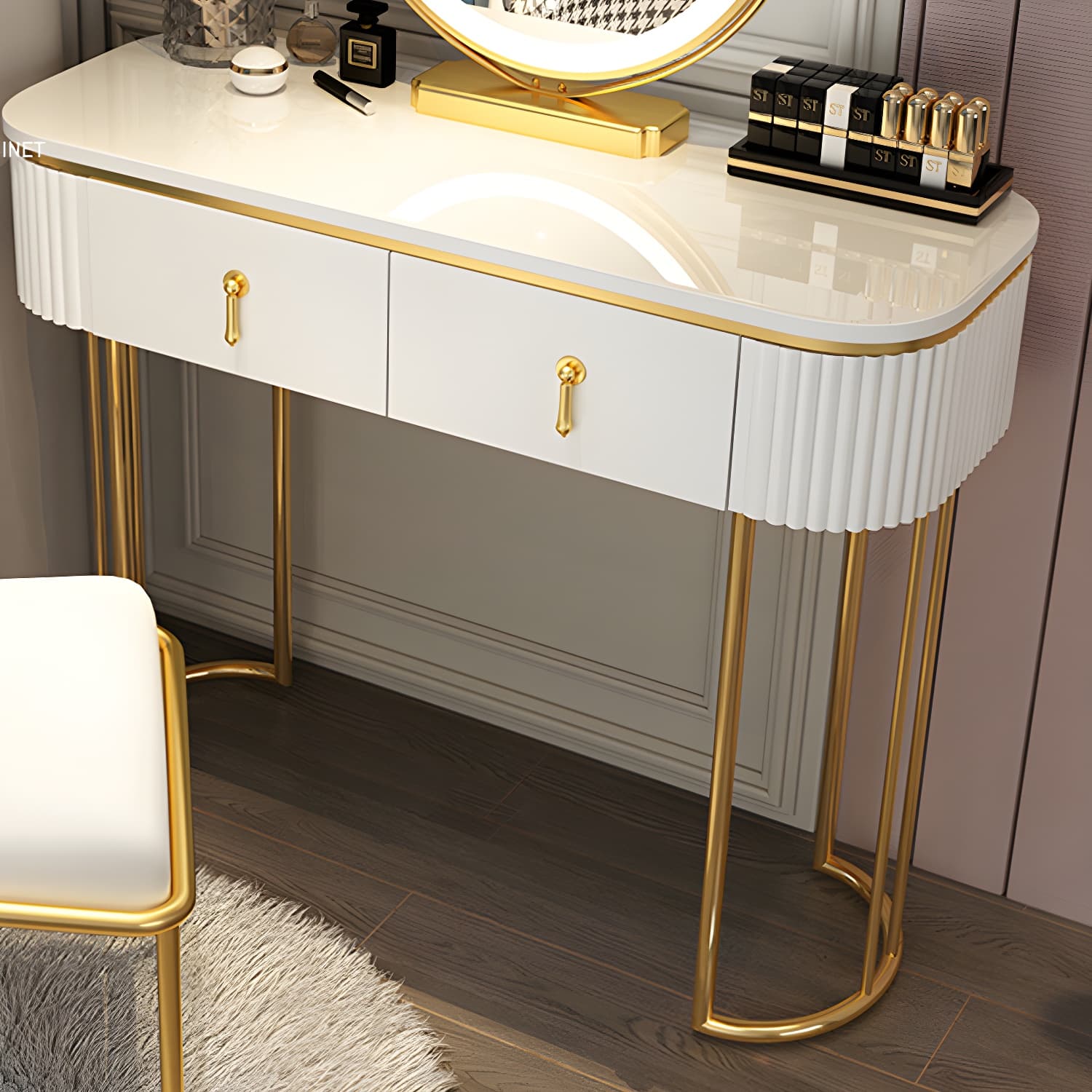 Glam Bedroom Vanity Dressing Table Wood Vanity Dressing Table Set thumbnail 8