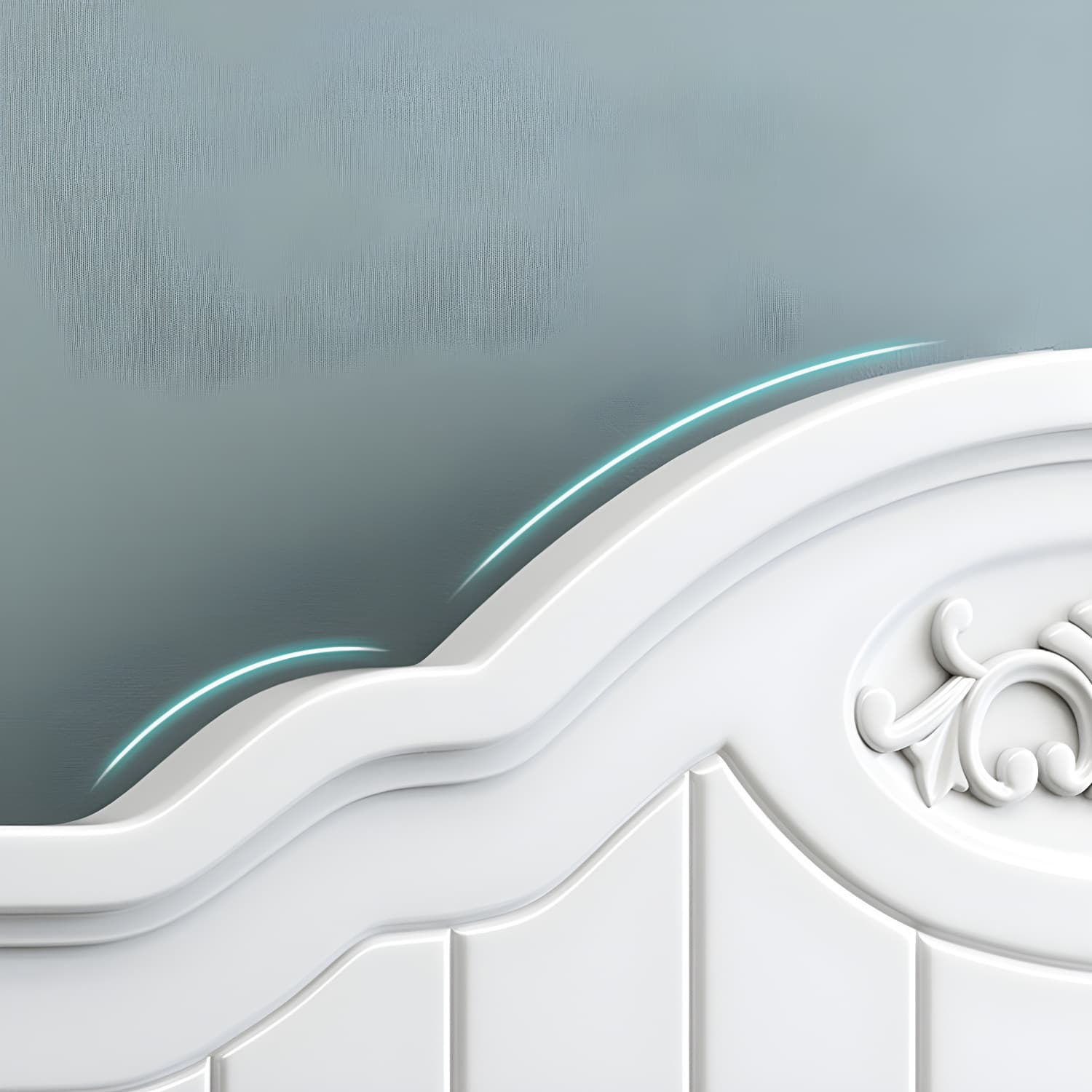French Country Bed 83.46" Long Bed with Arched Headboard in White thumbnail 9