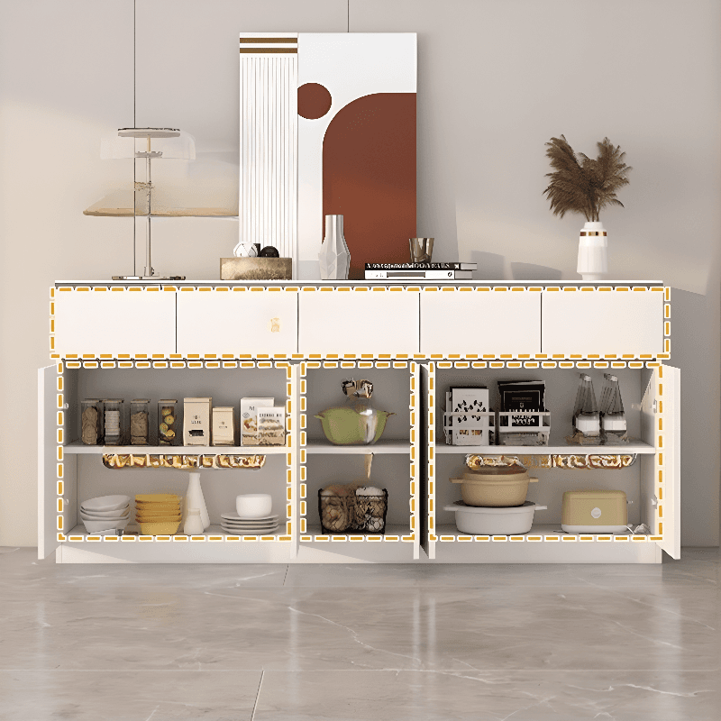 Four Internal Shelves/Two Internal Shelves & 4 Doors/5 Doors & 2 Drawers/5 Drawers Standard Sintered Stone Sideboard with Compartment thumbnail 5
