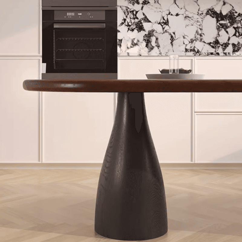 Dining Table Set with Asymmetrical Shape, Wood Slab Top, and Three Legs thumbnail 7