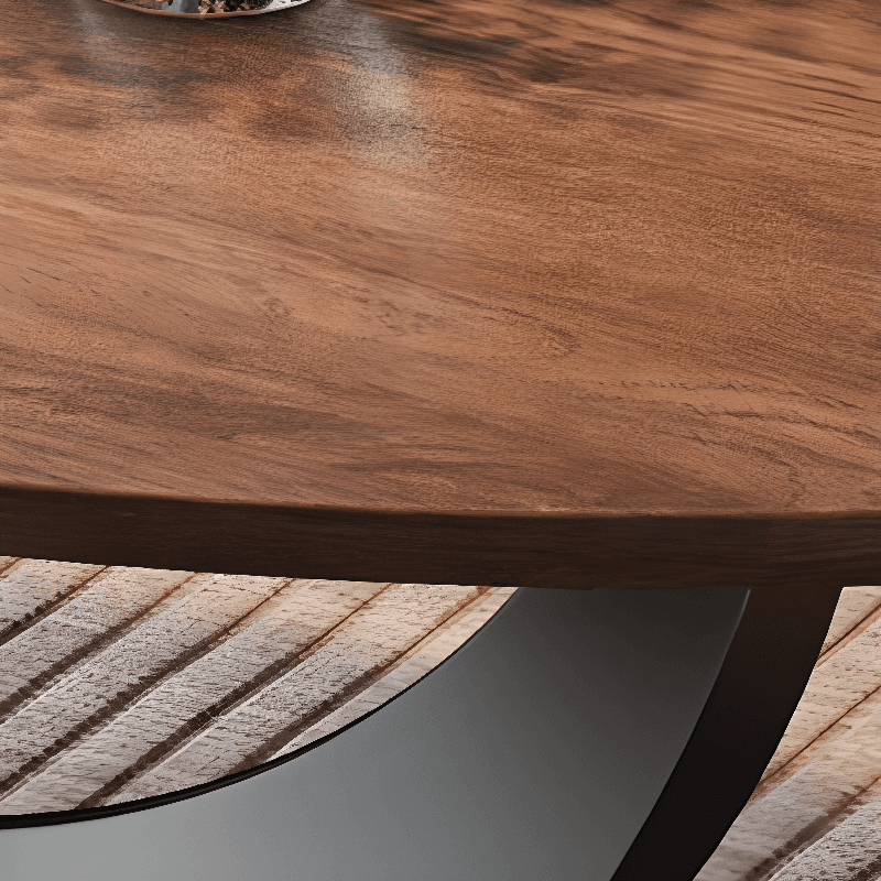Trendy Cocoa Wooden Oval Single Accent Table with Metal Base thumbnail 6