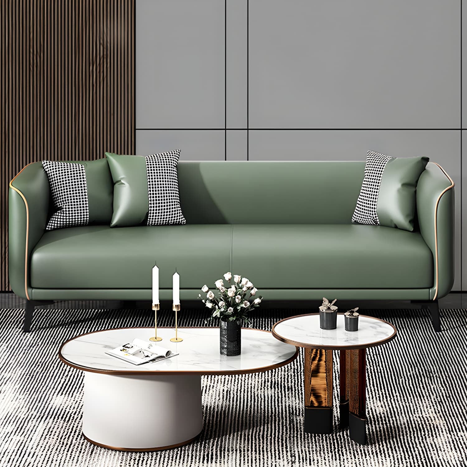 Modern Square Arm Standard Sofa Metal Legs Settee for Living Room thumbnail 13
