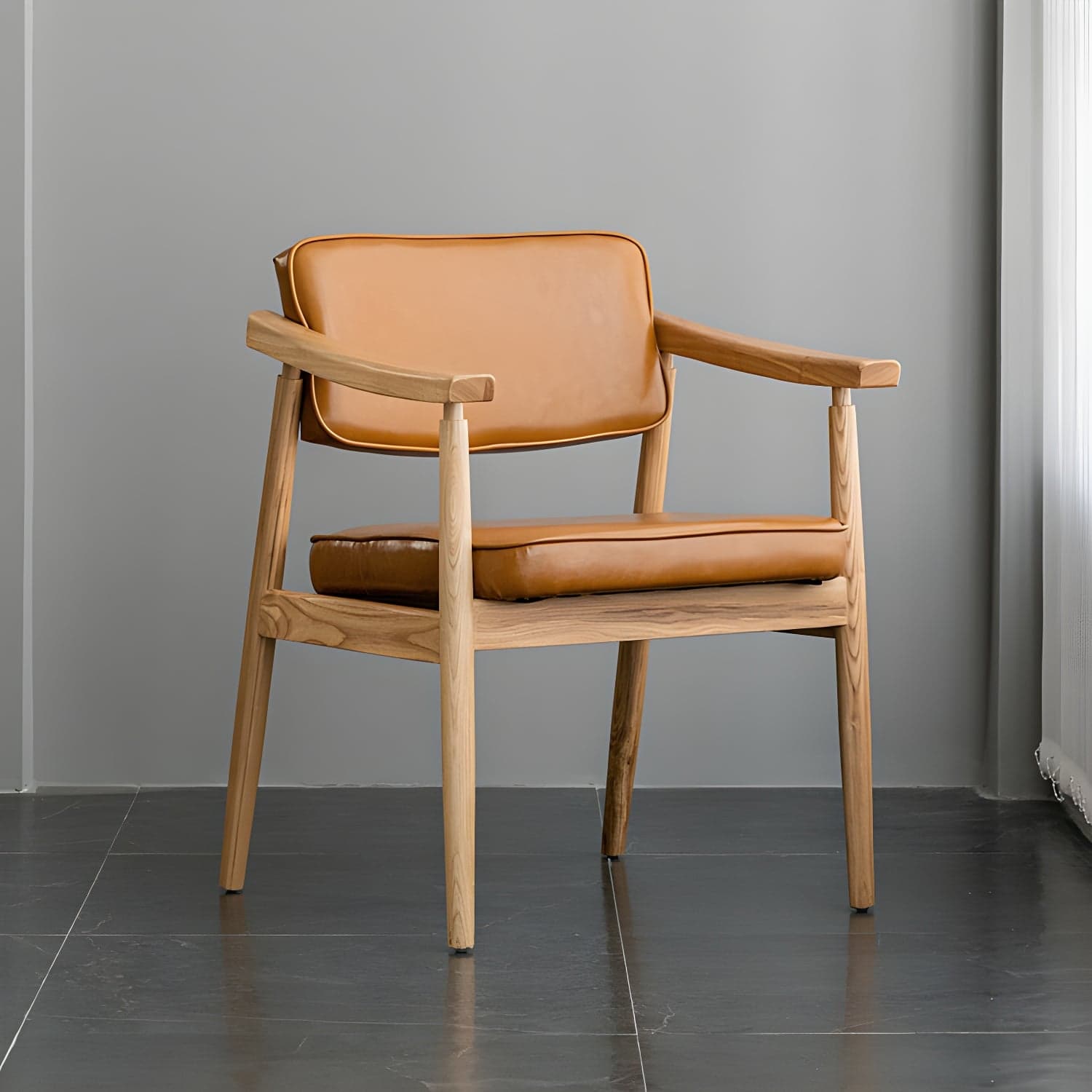 Traditional Style Dining Chairs Kitchen Arm Side Chairs with Wooden Legs thumbnail 5