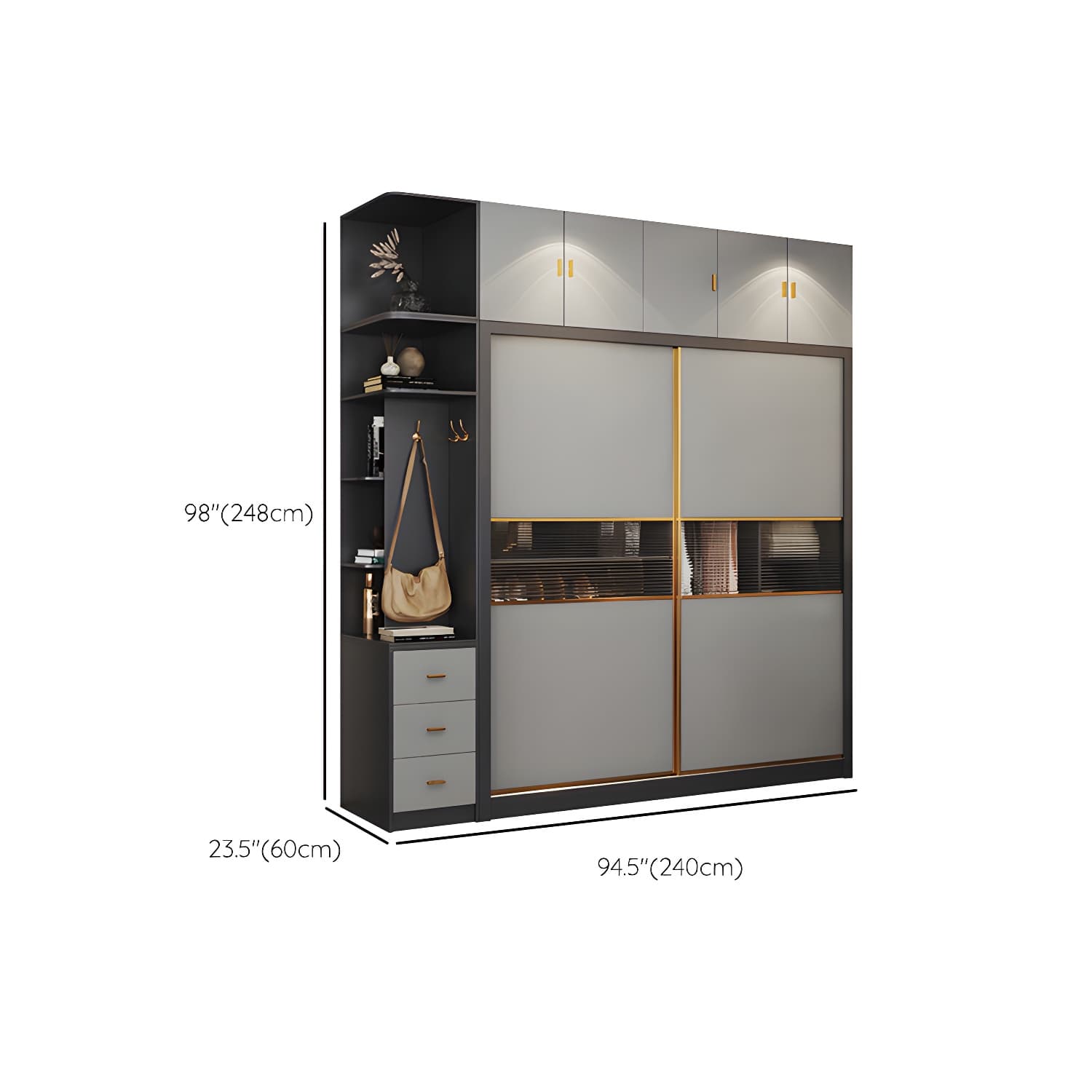 Modern Wood Freestanding Wardrobe Soft Close Drawer and Doors Wardrobe thumbnail 30