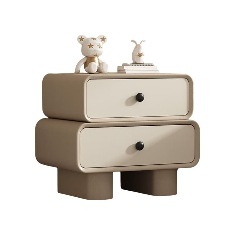 Contemporary Wood Nightstand with Drawer Storage and Faux Leather Countertop thumbnail 11