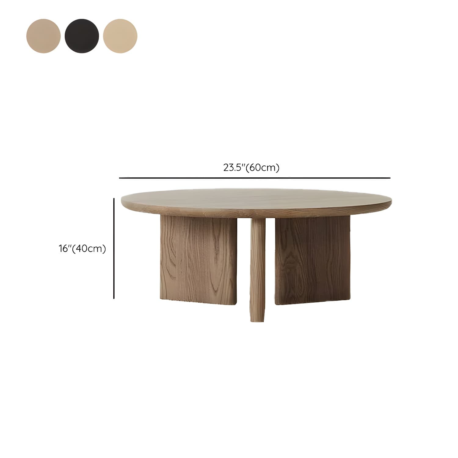 Scandinavian Round Wood Coffee Table with Three-Leg Base and Standard Height thumbnail 6