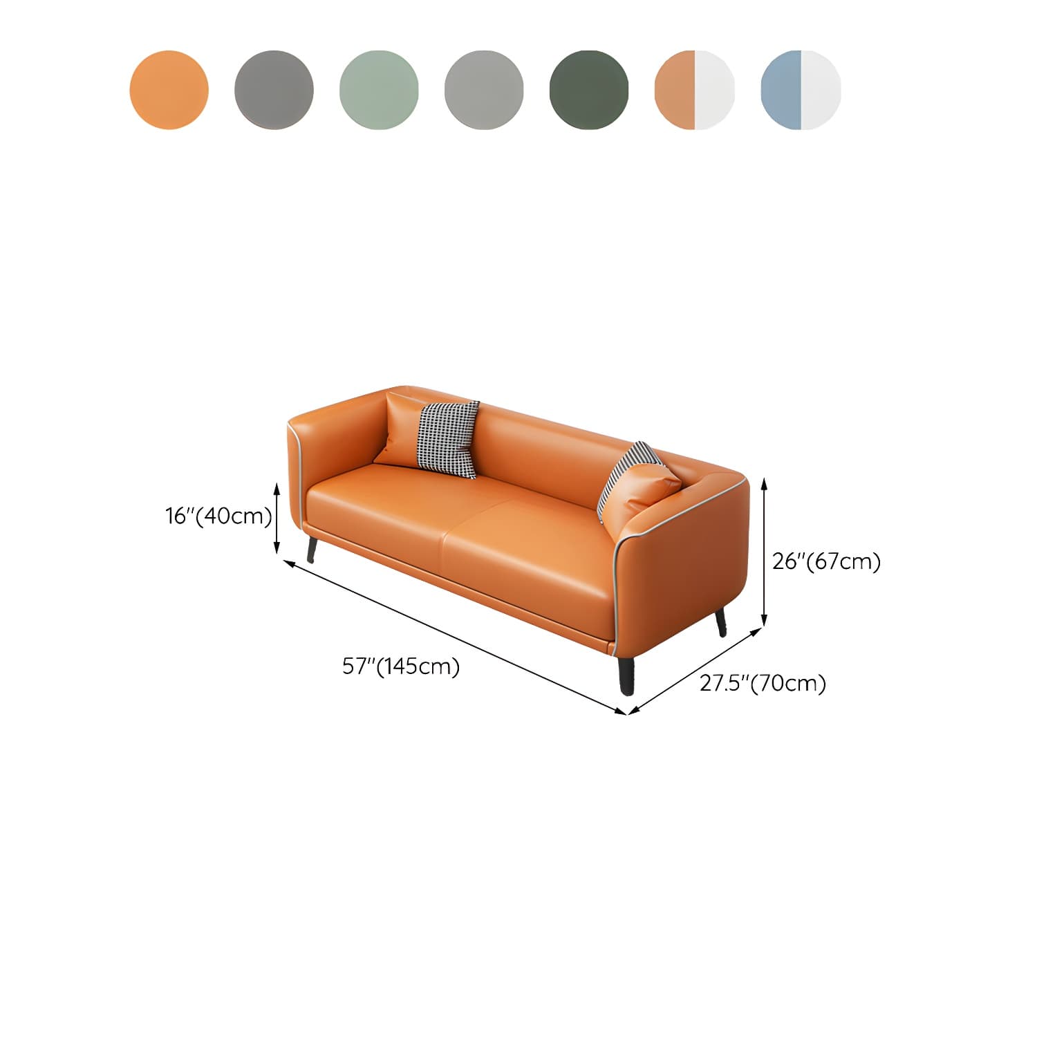 Modern Square Arm Standard Sofa Metal Legs Settee for Living Room thumbnail 22