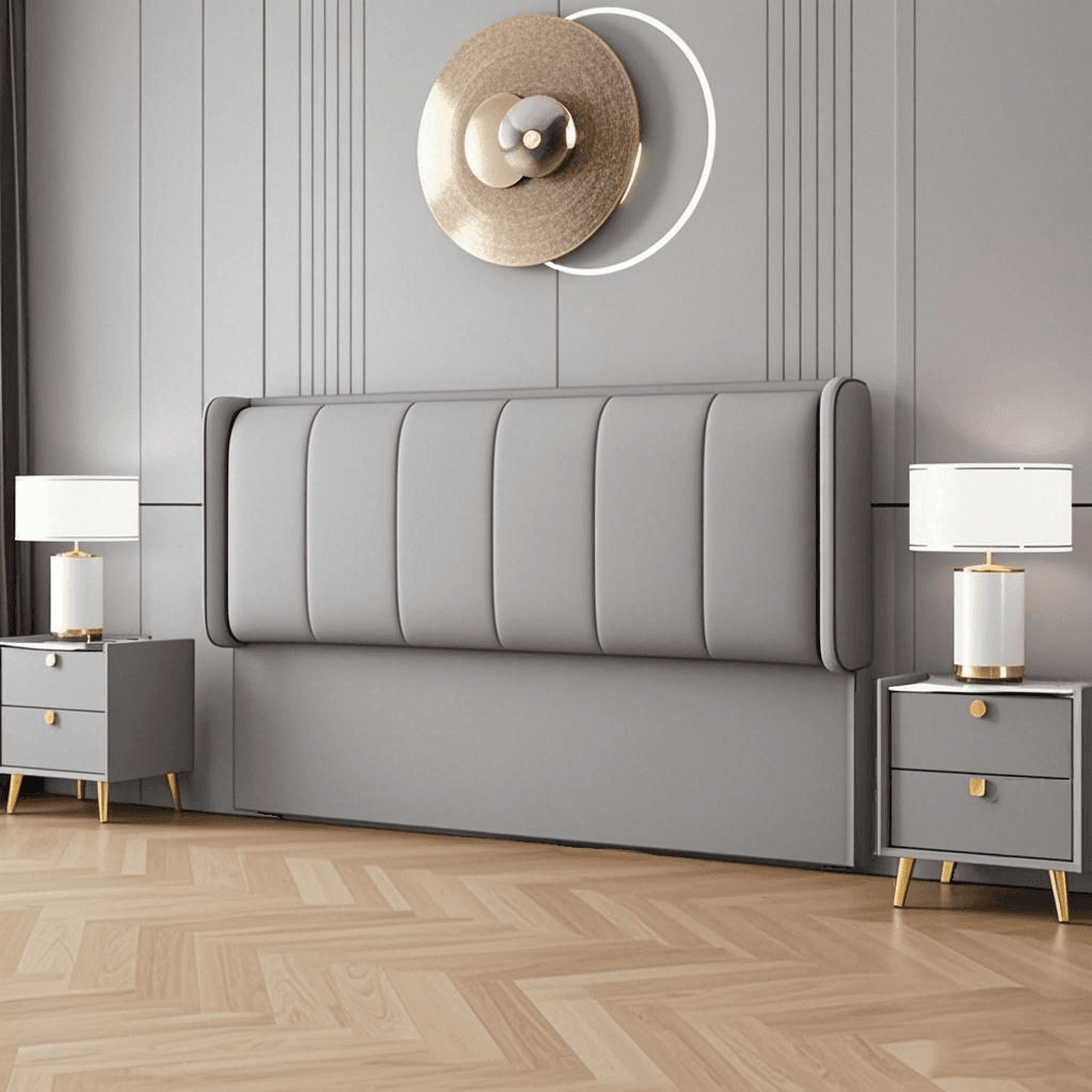 Simplistic Wingback Headboard in Pine Wood with No Distressing, Rectangular Shape for King/Queen/Full Bed, Featuring Sponge Upholstery and Standard Height thumbnail 4