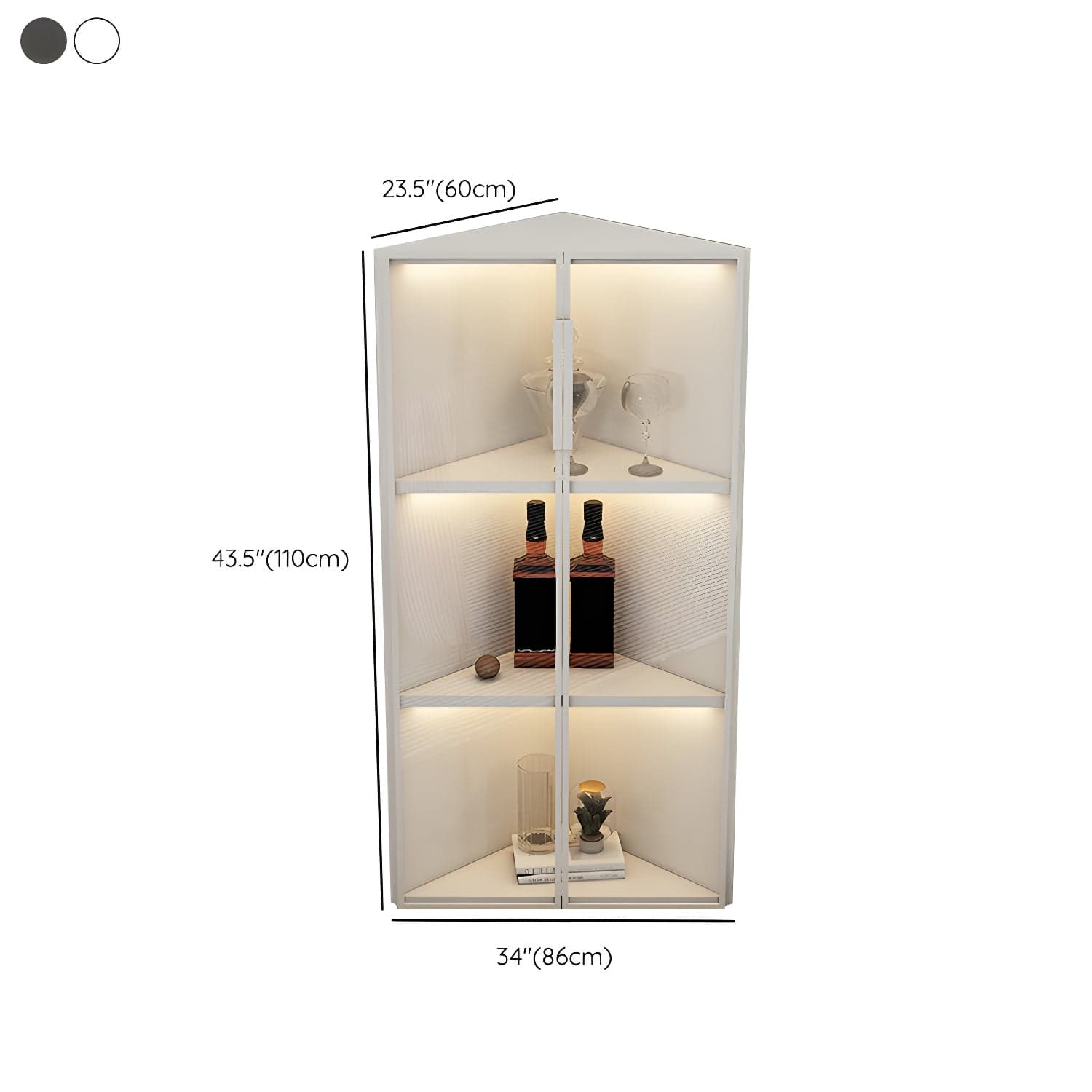 Wood Glass Paned Modern Corner Accent Cabinet for Living Room thumbnail 13