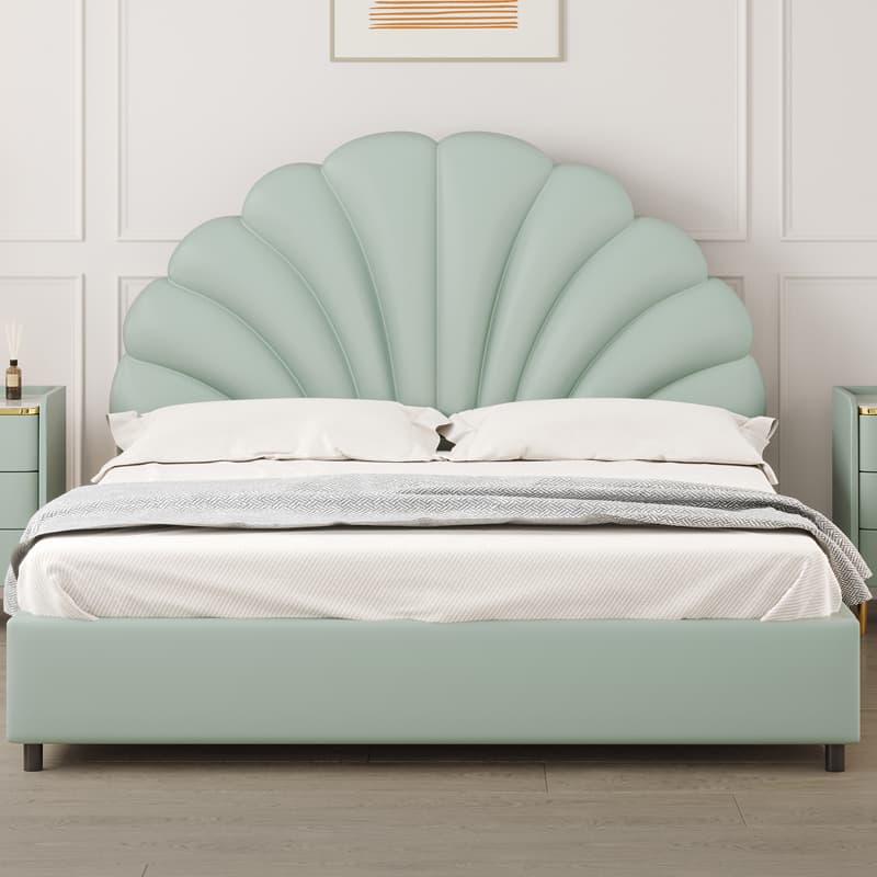 Modish No Distressing Timber Panel Headboard with Arched Shape for King/Twin XL/Full Bed, Featuring Sponge Upholstery and Standard Height thumbnail 1