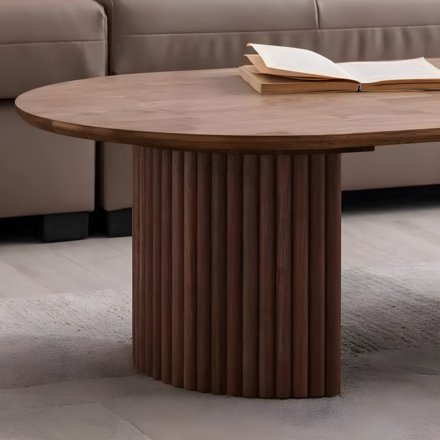 Modern Brown Wood Coffee Table with Rectangular Top and Brown Base thumbnail 6