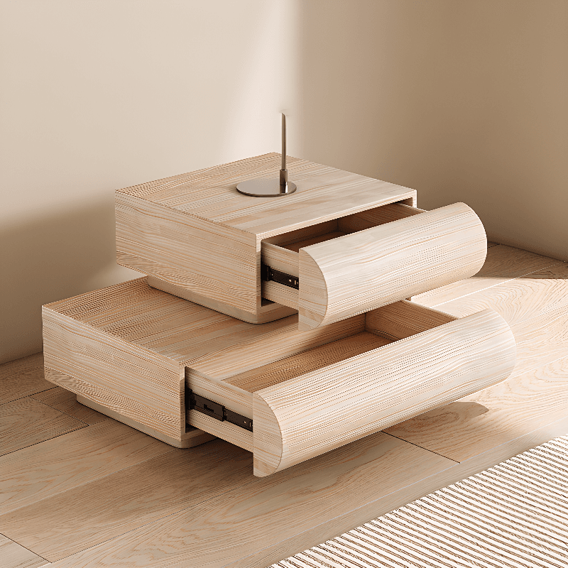 Casual Pine Wood 2 Drawers Drawer Storage Nightstand thumbnail 11